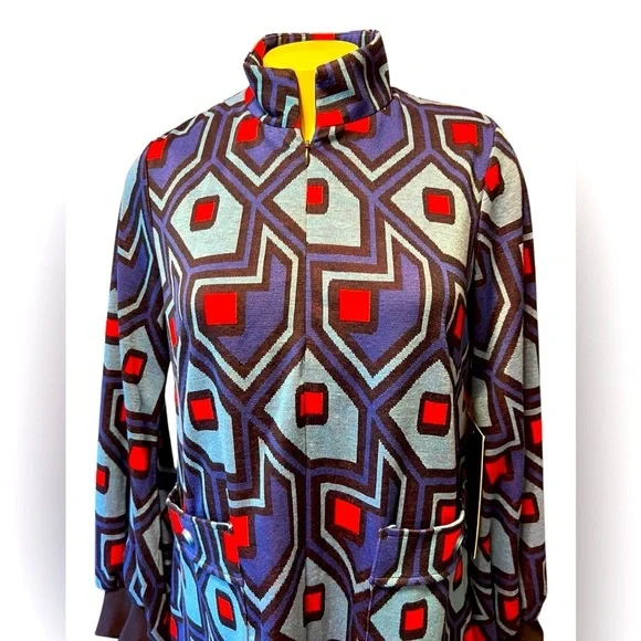 Tuckernuck Blue and Red Graphic Long Sleeve Blouse New with tag